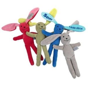 Koter Kado Konijntje Gestreept Met Naam Bedrukt koter kado kopen in de aanbieding