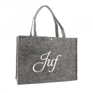 Koter Kado Juf Of Meester Grote Vilten Tas Bedrukt Met Eigen Tekst koter kado kopen in de aanbieding