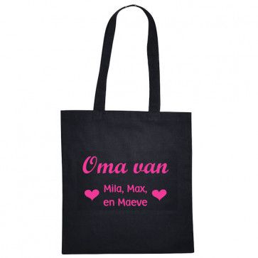 Katoenen tas voor mama of oma bedrukt met namen