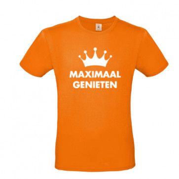 Oranje MAXIMAAL GENIETEN shirt met naam bedrukt