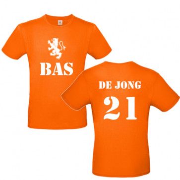 Oranje shirt met naam bedrukt