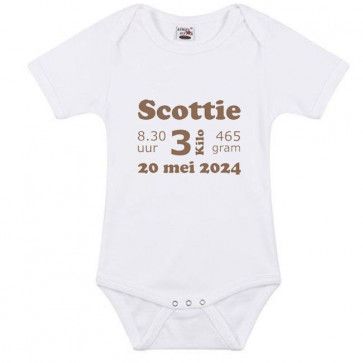 Romper met geboortegegevens bedrukt