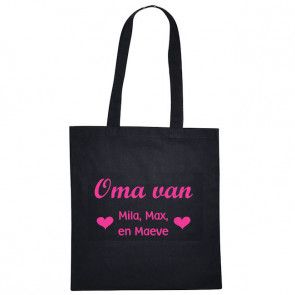 Katoenen tas voor mama of oma bedrukt met namen