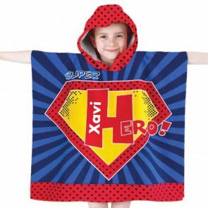 Super Hero Poncho met naam bedrukt