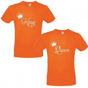 Set van 2 Oranje T-shirts King/Queen