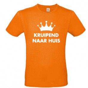 Oranje KRUIPEND NAAR HUIS shirt met naam bedrukt