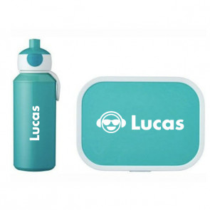 Turquoise Mepal Lunchbox en Pop-up Drinkfles met naam