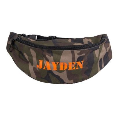 Heuptasje met naam, legerprint camouflage belt bag