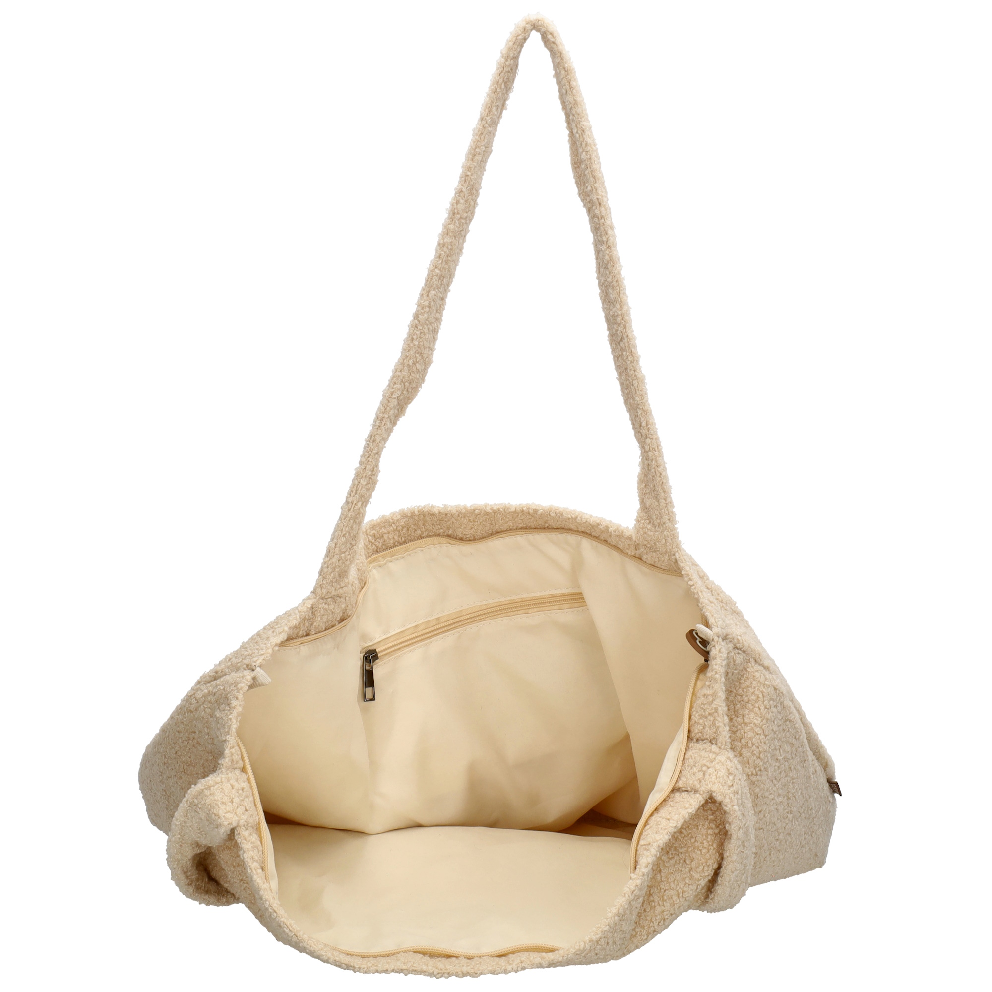 Teddy Rugzak Beer taupe met bruin leer met naam geborduurd