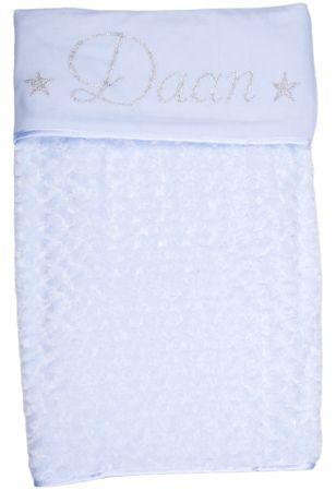 blauw babydekentje met naam koter kado