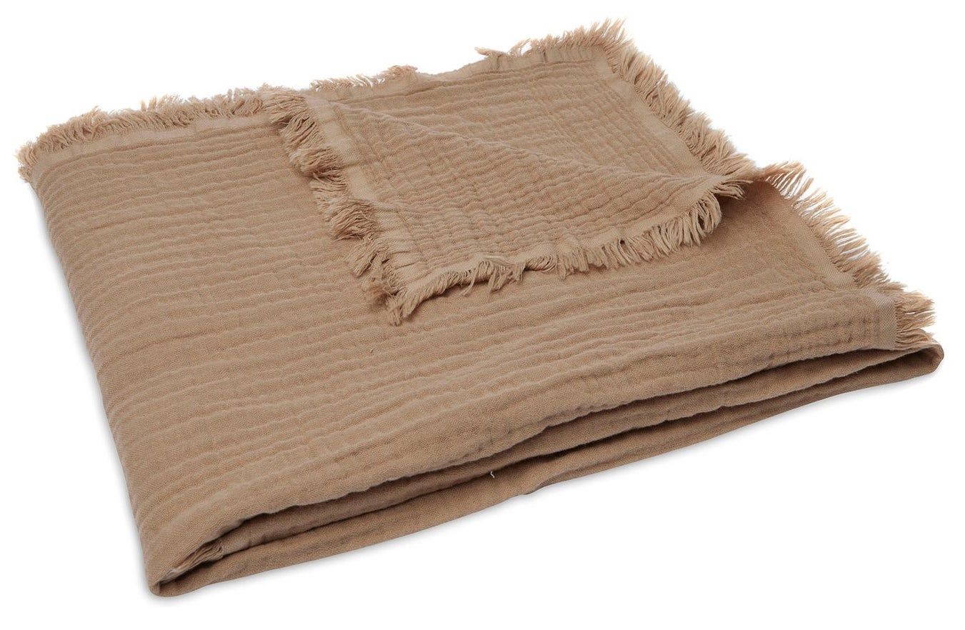 muslin fringe deken jollein met naam geborduurd biscuit