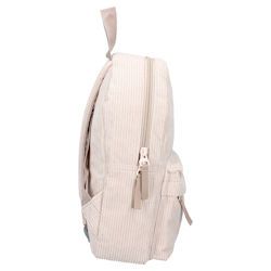 Teddy Rugzak Beer taupe met bruin leer met naam geborduurd