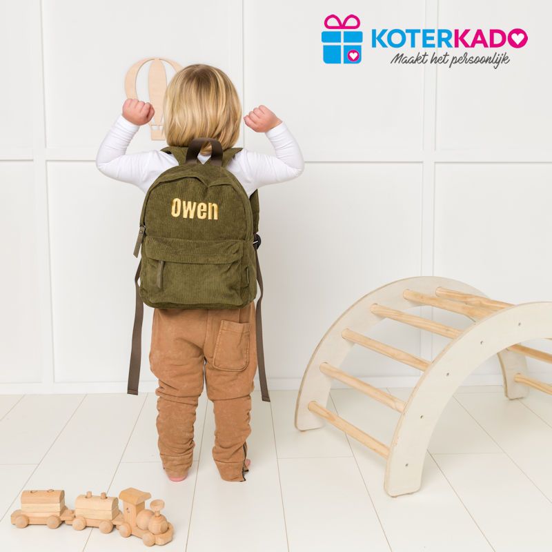 ribstof rugzak met naam koterkado corduro ribcord